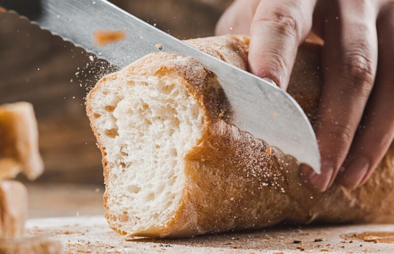 Slicing Bread with Knife